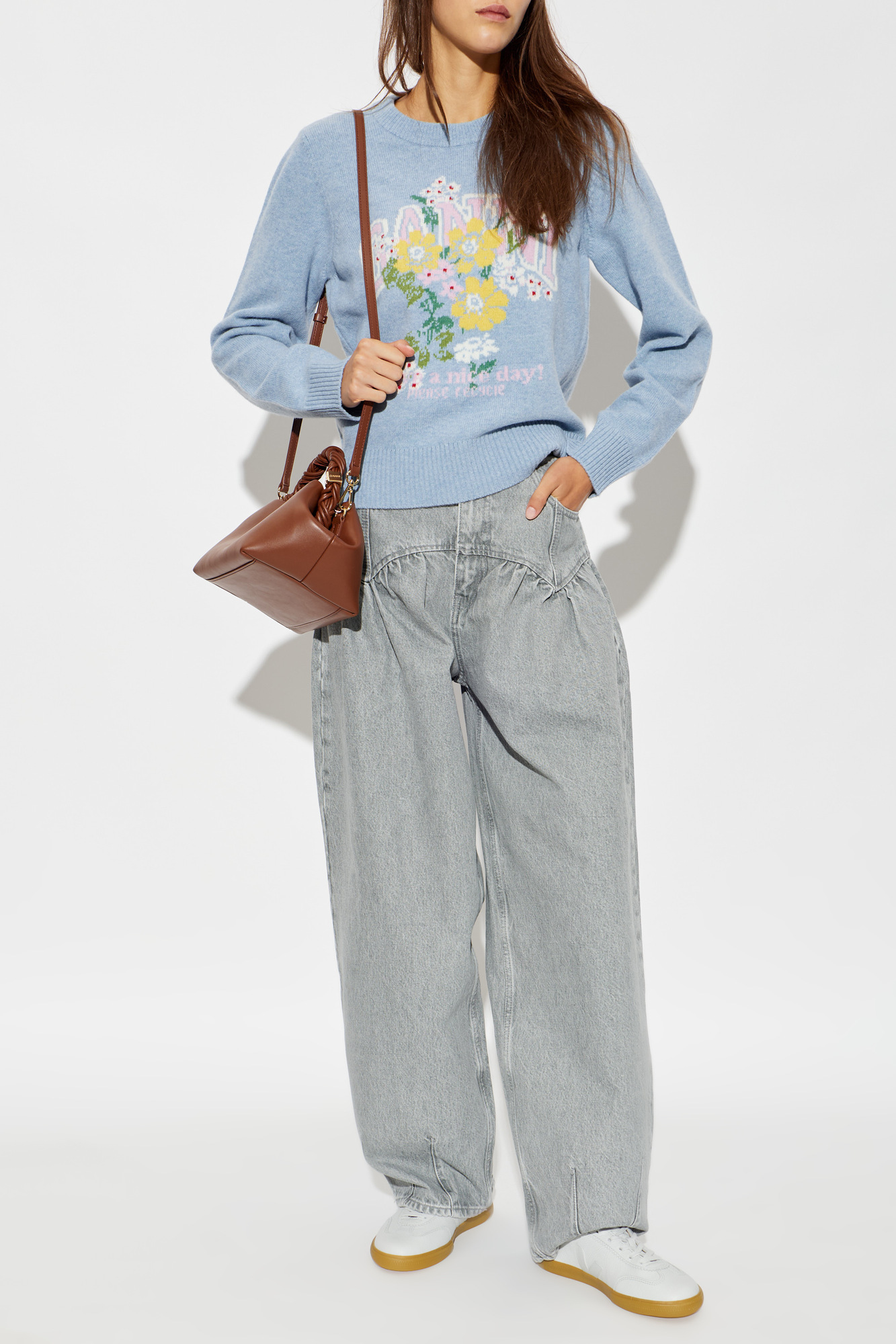 ganni ビーニー Heather Ganni Sweater with colorful pattern and logo | Women's | Vitkac